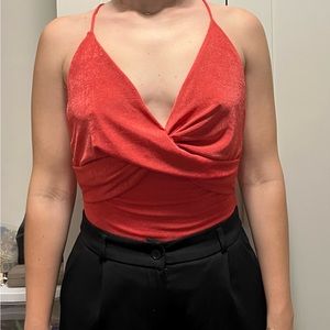 Pink open back bodysuit